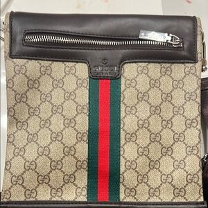 Gucci Beige Crossbody Bag with Signature Stripe
